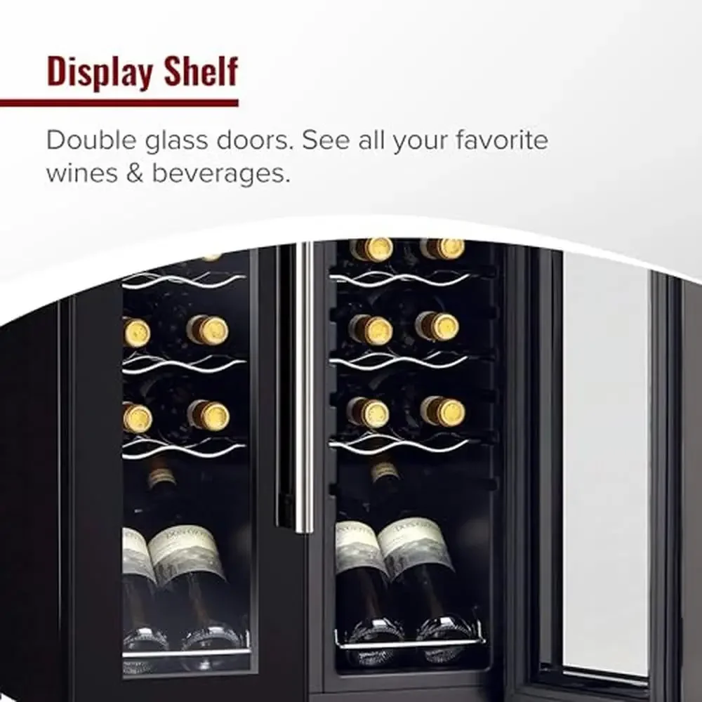 24-Bottle Dual-Zone Wine Cooler with Split Storage & Touchscreen Controls Freestanding Refrigerator Red White and Rosé Wines 4