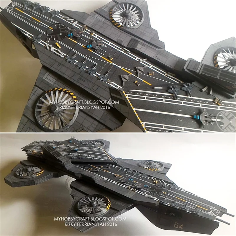 SHIELD Paper Model Kit Superhero Military Weapons Helicarrier Air Carrier Papercraft 3D DIY Handmade Toys Desktop Decoration