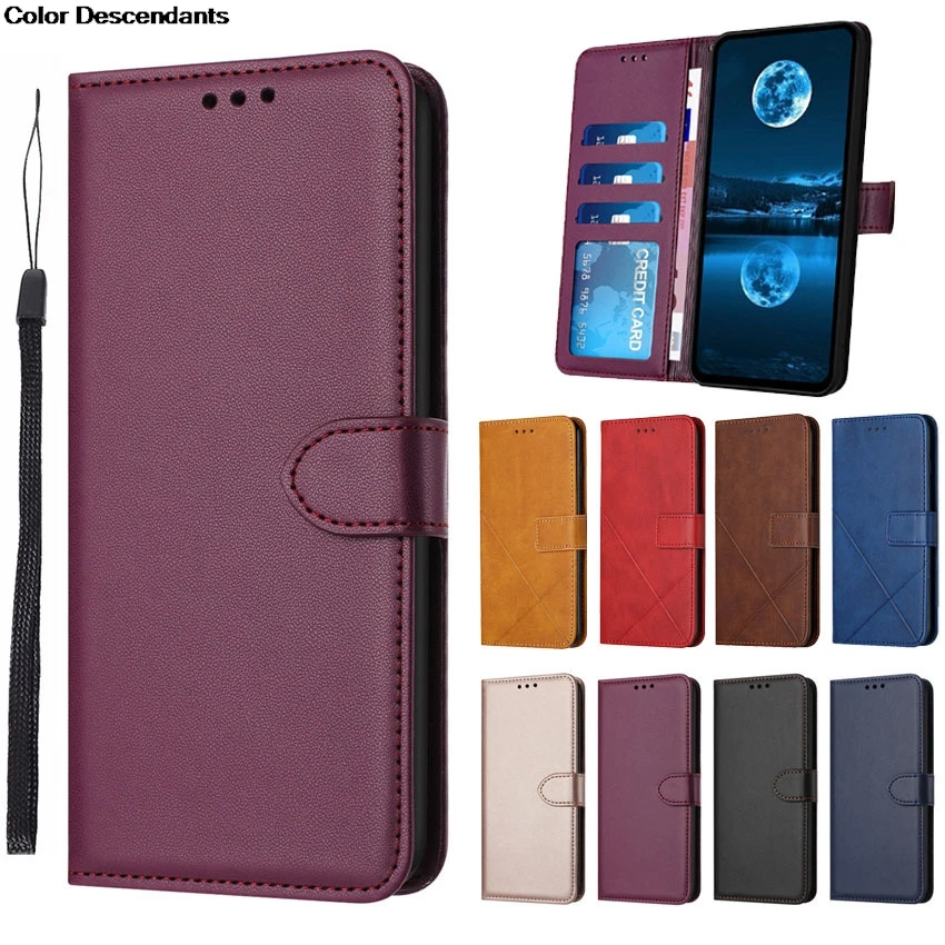 Leather Wallet Flip Phone Case with Card Slot and Book Cover Design