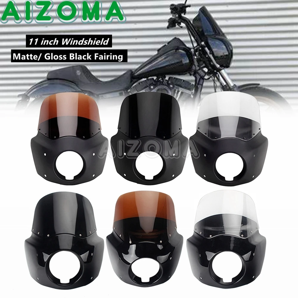 

For Harley Dyna Club Style 5 3/4" Headlight Widshield Fairing Fit Street Bob Low Rider Super Glide Front Light Cowl Cover 06-17