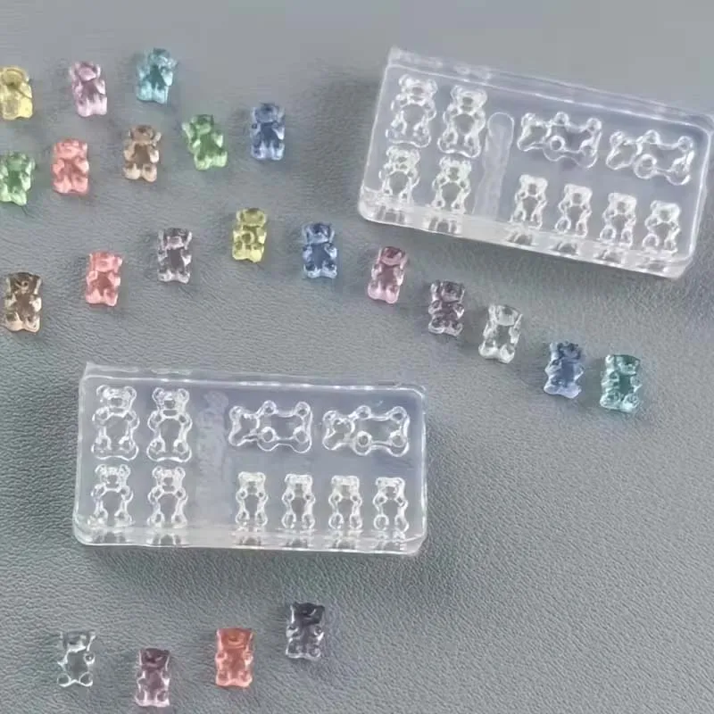 1/2PCS 미니 베어 몰드 3D 실리콘 몰드 레진 쥬얼리 제작 용품 네일 아트 참