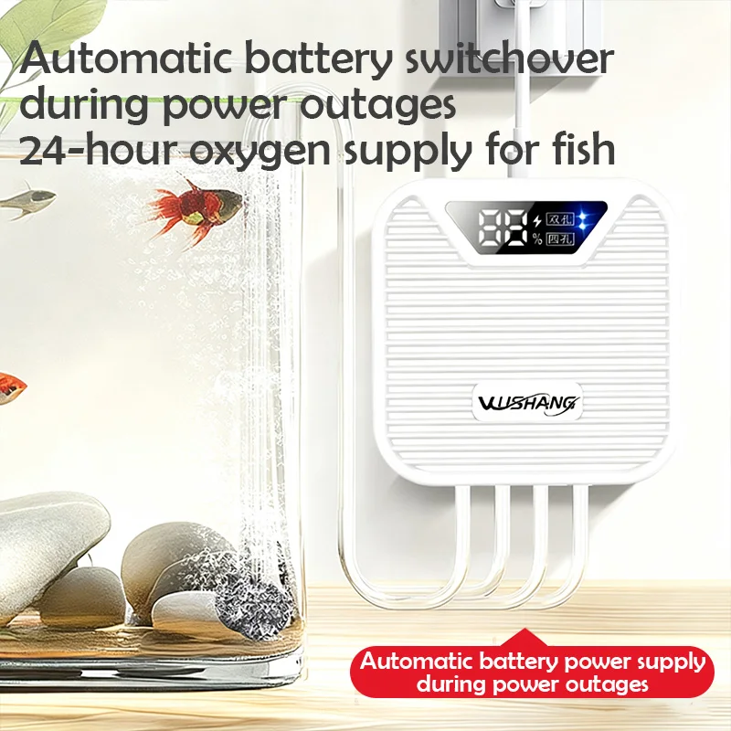 ปั๊มออกซิเจนตู้ปลา 3W เครื่องเติมออกซิเจนสำหรับตกปลา ตู้ปลาภายนอก ชาร์จผ่าน USB เงียบ ช่องจ่ายออกซิเจนคู่/สี่ช่อง 1