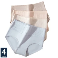 4Pcs/Set High Waist Cotton Panties Women Body Shaper Underwear Girls Briefs Breathable Plus Size Underpants Female Lingerie