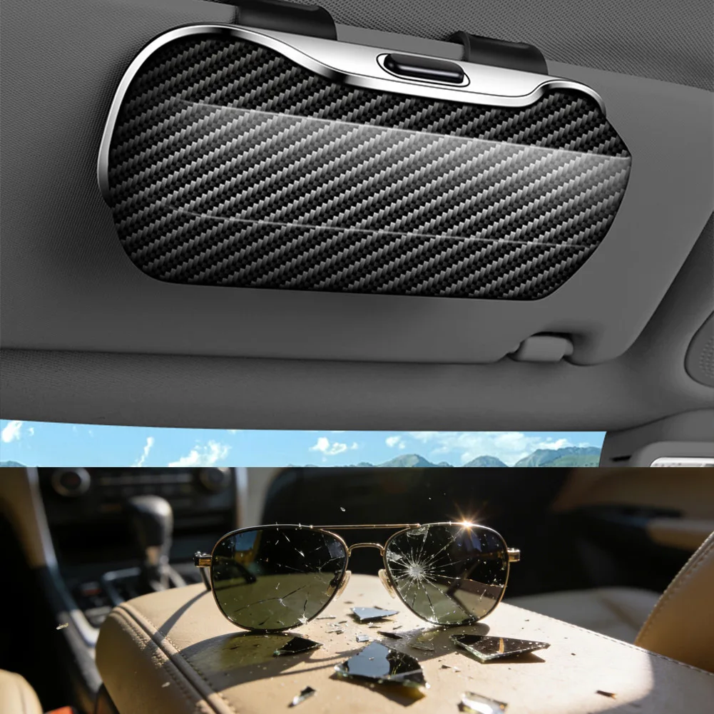 ABS 소재 탄소 섬유 질감 자동차 선바이저 안경 보관함 정리함 자동차 선글라스 홀더 안경 케이스