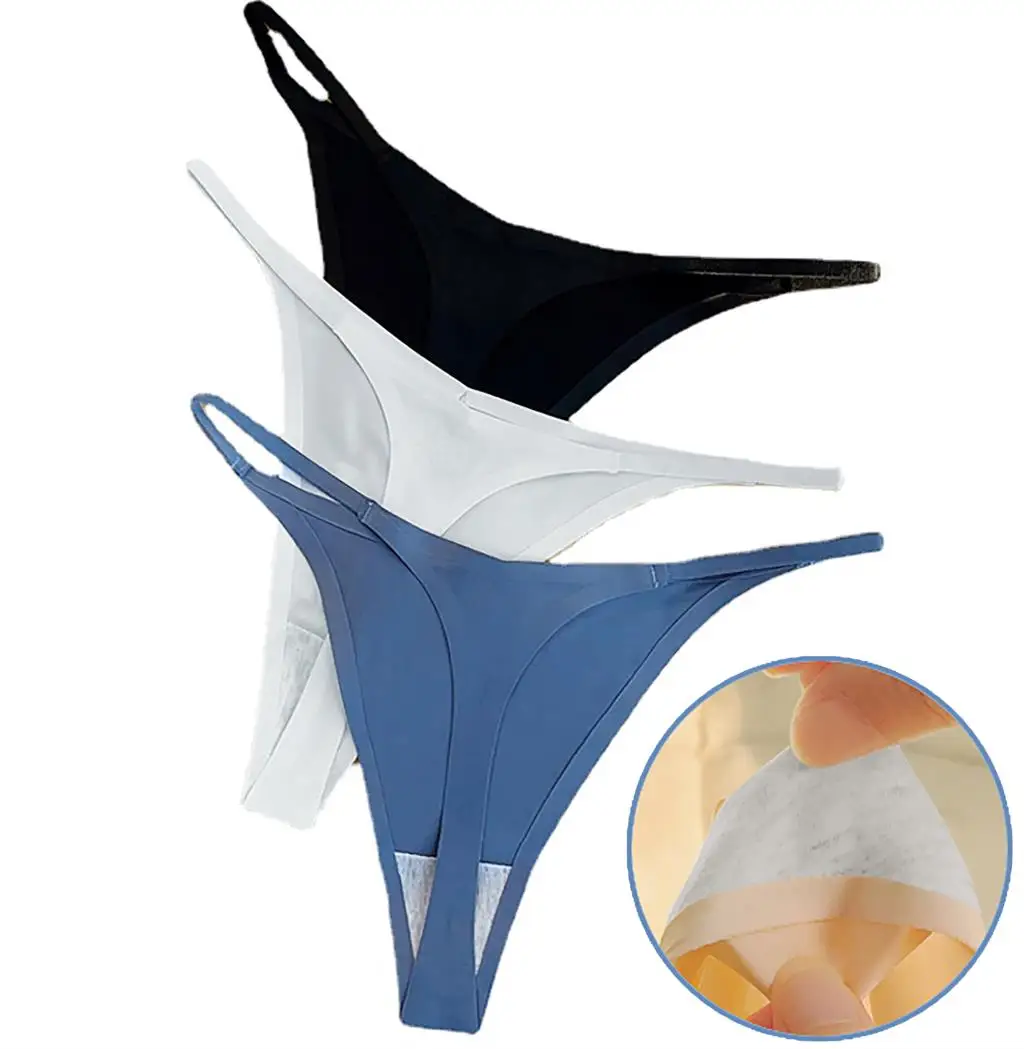 Hibluco Bikini Sin Costuras Para Mujer, Ropa Interior De Encaje De Cintura Baja, Bragas De Media Cobertura, Negro 634