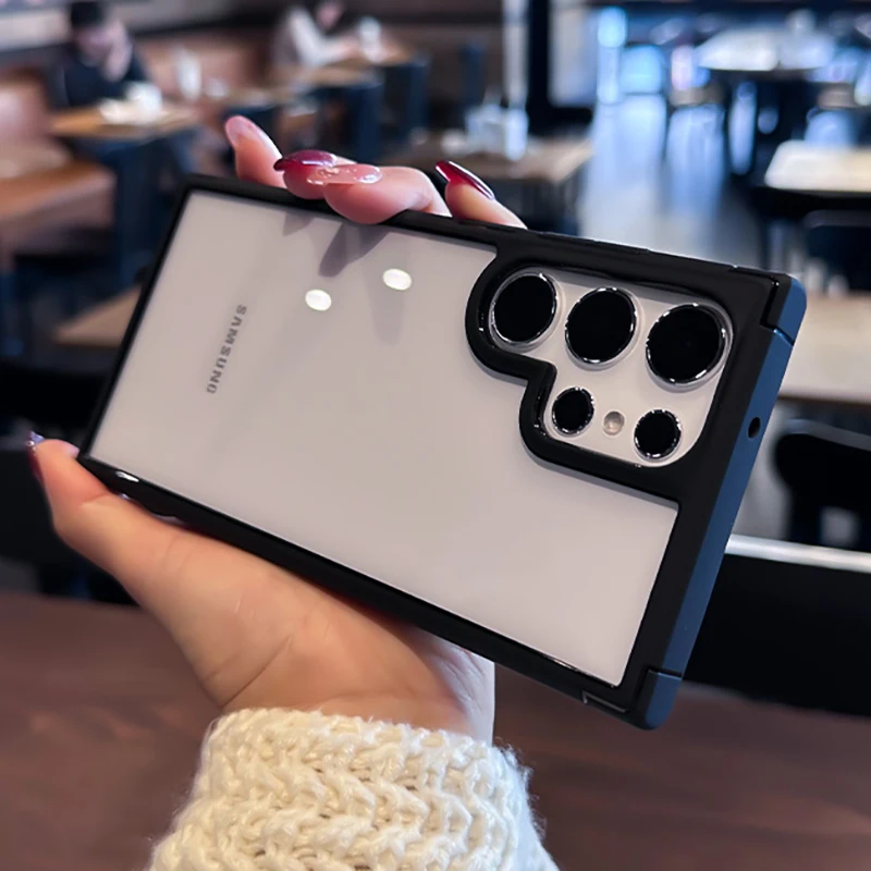 Transparent Shockproof Armor Case with Soft Frame and Hard Back Cover