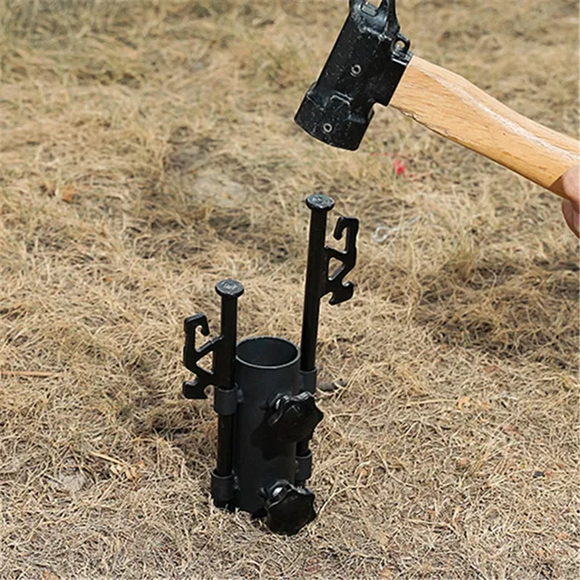 Napellenző Rúd Tartó Kültéri Kemping Lombkorona Vas Rögzített Cső Megerősített Szélálló Sátor Kiegészítők Csepphajója - Image 4