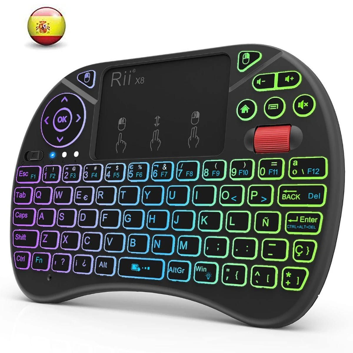 

Rii-teclado inalámbrico X8 de 2,4 GHz con panel táctil retroiluminado para PC/Android TV box/IPad