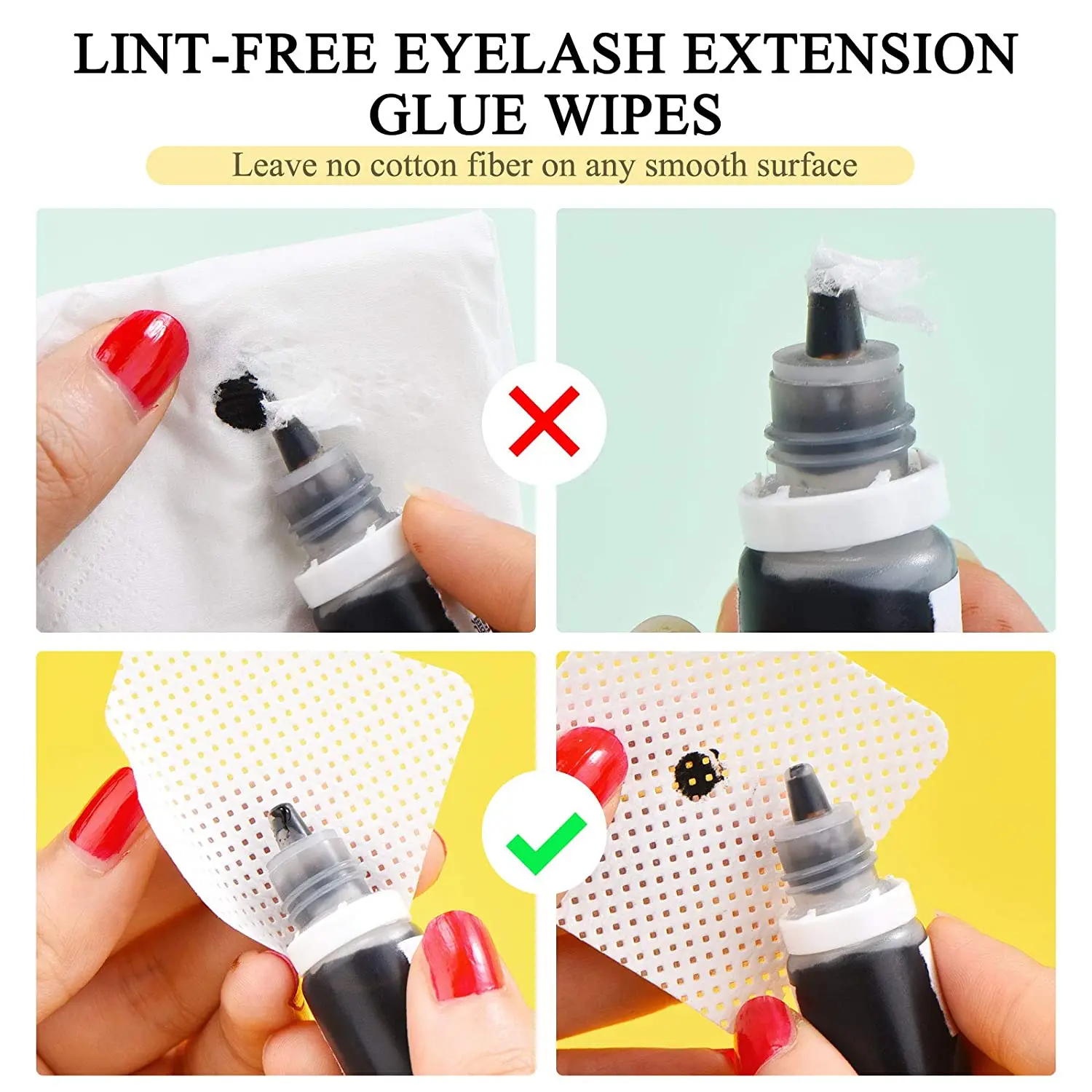 1000Pcs Wimpern Verlängerung Lint-Freies Kleber Wipes Baumwolle Blatt Wimpern Kleber Entferner Nägel Kunst Reinigung Reiniger Pads – Detail 6
