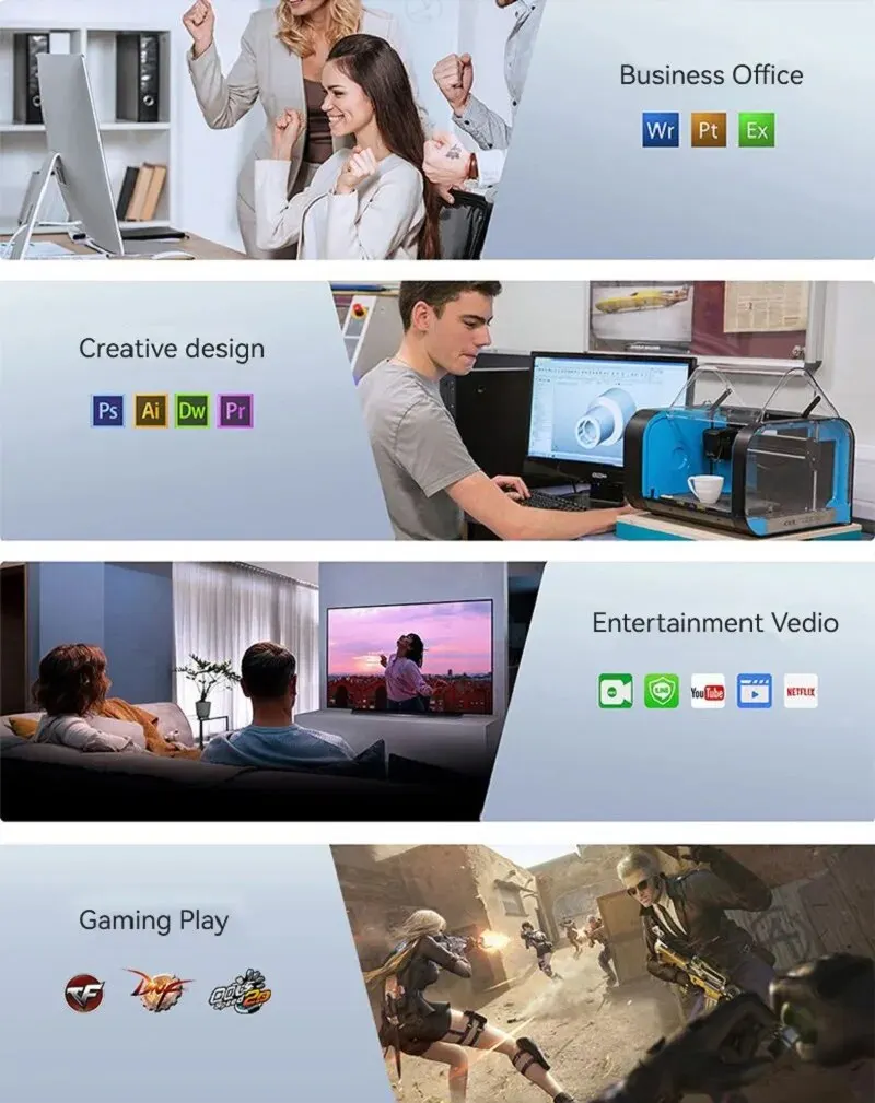 FIREBAT AK2 플러스 미니 PC, 인텔 N100, 듀얼 밴드, WiFi5, BT4.2, 데스크탑 게이밍 컴퓨터, 미니 PC 게이머, 16GB, 512GB