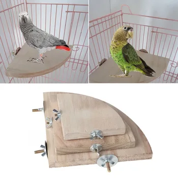 Fan-shaped Bird Parrot Wooden Stand Rack Bird Cage Accessories Perch for Small Animal Chinchilla Squirrel Hamster Stand Board 3