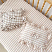 Fashion Baby Soothing Pillow with Bowknot Ruffles Cotton Breathable Soft Newborn Baby Pillow Comfortable Newborn Sleeping 1