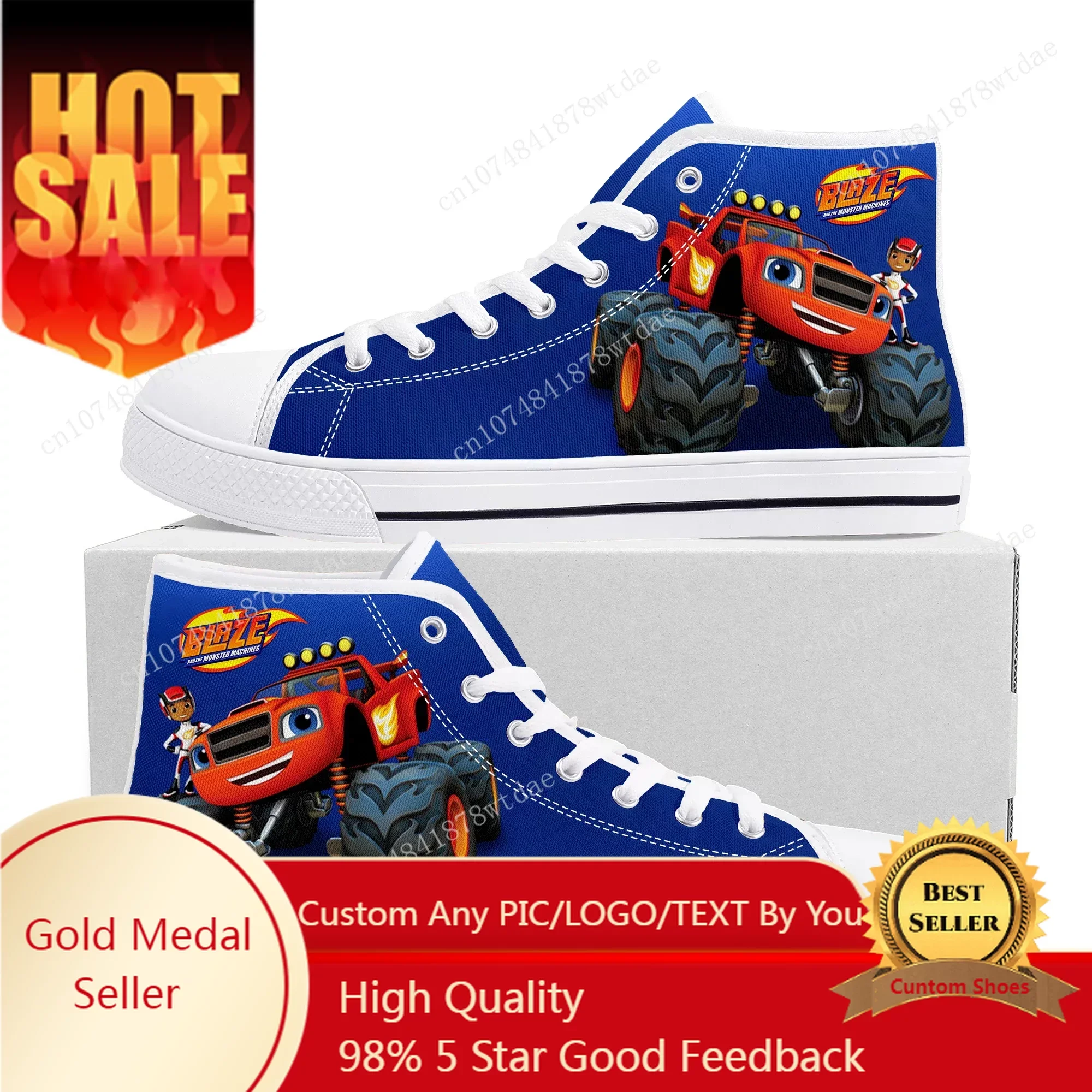

Blaze And The Monster Machines High Top Sneakers Mens Womens Teenager High Quality Canvas Sneaker Comics Couple Customized Shoes