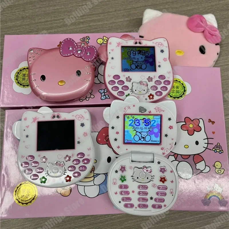 

New Hello Kitty Sanrio Cute Mini Phone Cartoon Kids Taiml Kawaii Phone Birthday Festival Fashion For Children Girls Gifts Toys