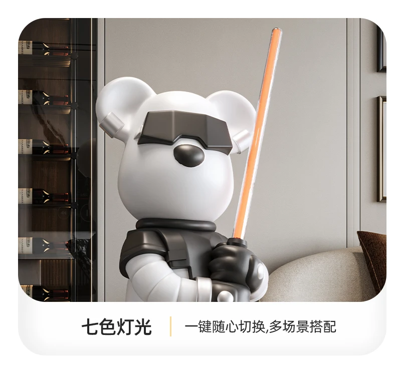Cool Lightsaber Violent Bear Floor Ornaments Light Luxury Living Room TV Cabinet Decoration Home Ornaments Sculpture