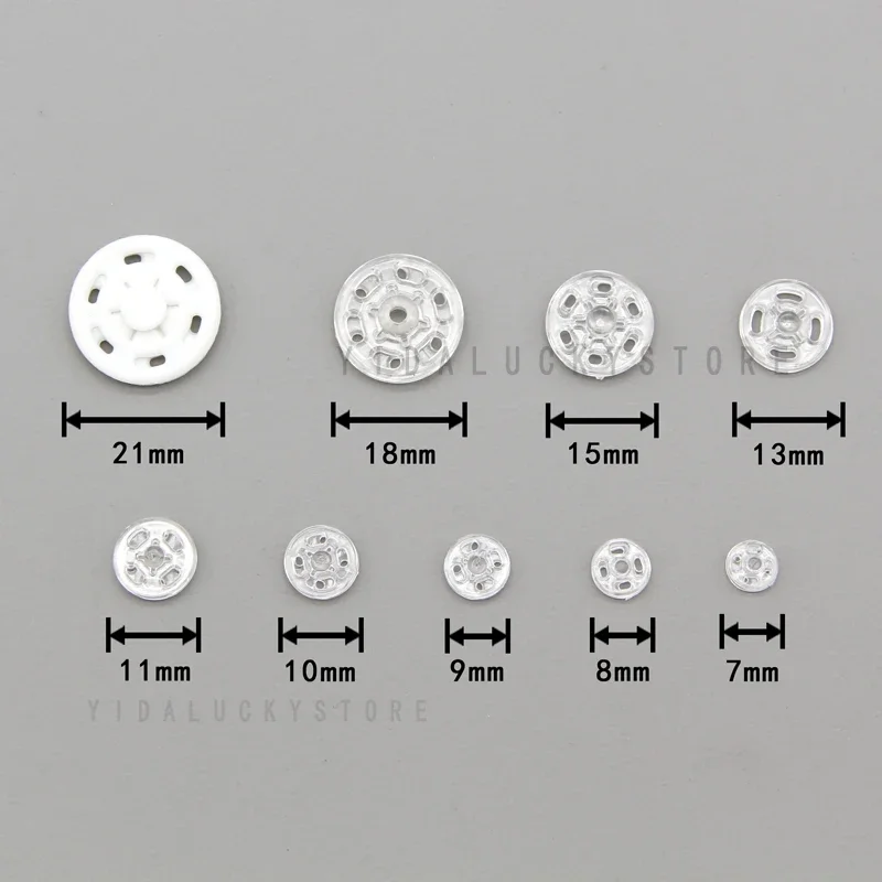 7/10/13/15/18/21mm Invisible Small Plastic Snap Buttons Fasteners Press Button Stud For Clothes Mini Accessories Wholesale images - 6