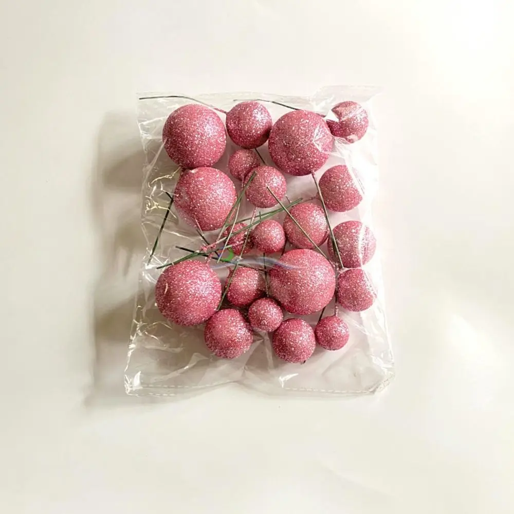 20PCS 케이크 토퍼 공 세트 2cm-4cm 구 DIY 생일 케이크 혼합 인공 공 장식 파티 축하 반짝이 공