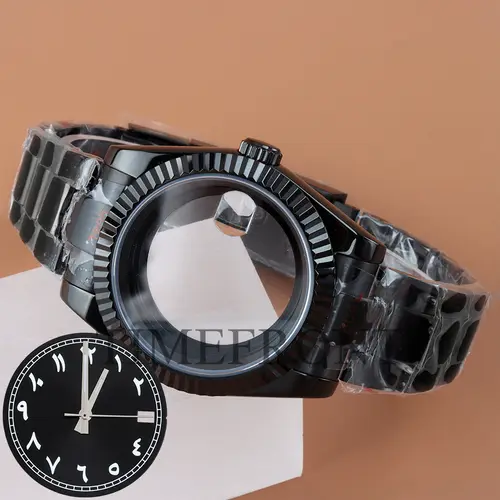 Silver/Black 36mm 39mm nh35 Watch Case with pink Sunburst Dial and Hands For Datejust NH35 NH36 Movement Waterproof Oyster Strap - Image 9