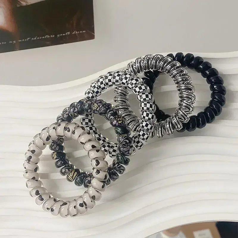 Spiral Coil No-Crease Hair Ties - 5 Pack Elastic Ponytail Holders