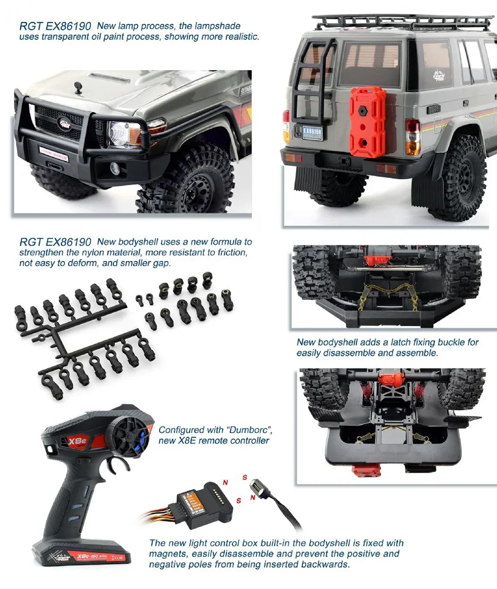 ホビーラジコン RGT 190mm 4WD Touring Car Kit RGT EX86190 LC76 1/10 2.4G RC Cars Electric Remote Control