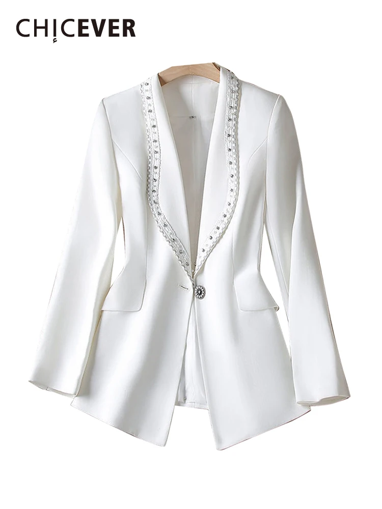 CHICEVERSplicedDiamondSlimBlazersForWomenNotchedCollarLong