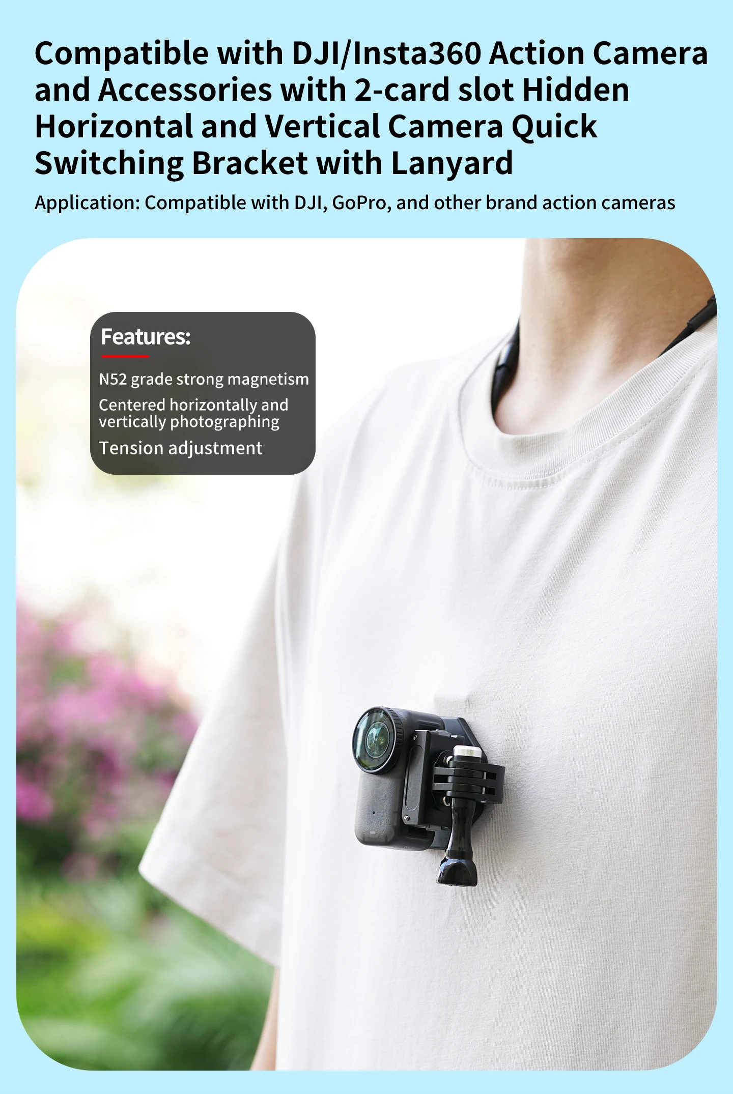Action Kamera Neck Mount Quick Release Brust Halterung für GoPro Hero Insta360 DJI OSMO Action Neck Mount Zubehör – Detail 9