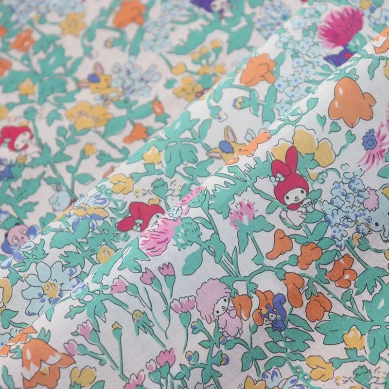 cotton 80s like free fabric cartoon bunny ladies digital printed sewn fabric skirt cheongsam children's designer purse