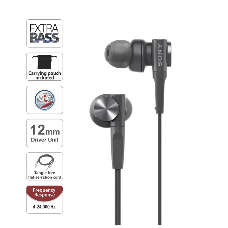 Sony in Ear Auriculares estéreo ultraligeros con graves (negro)