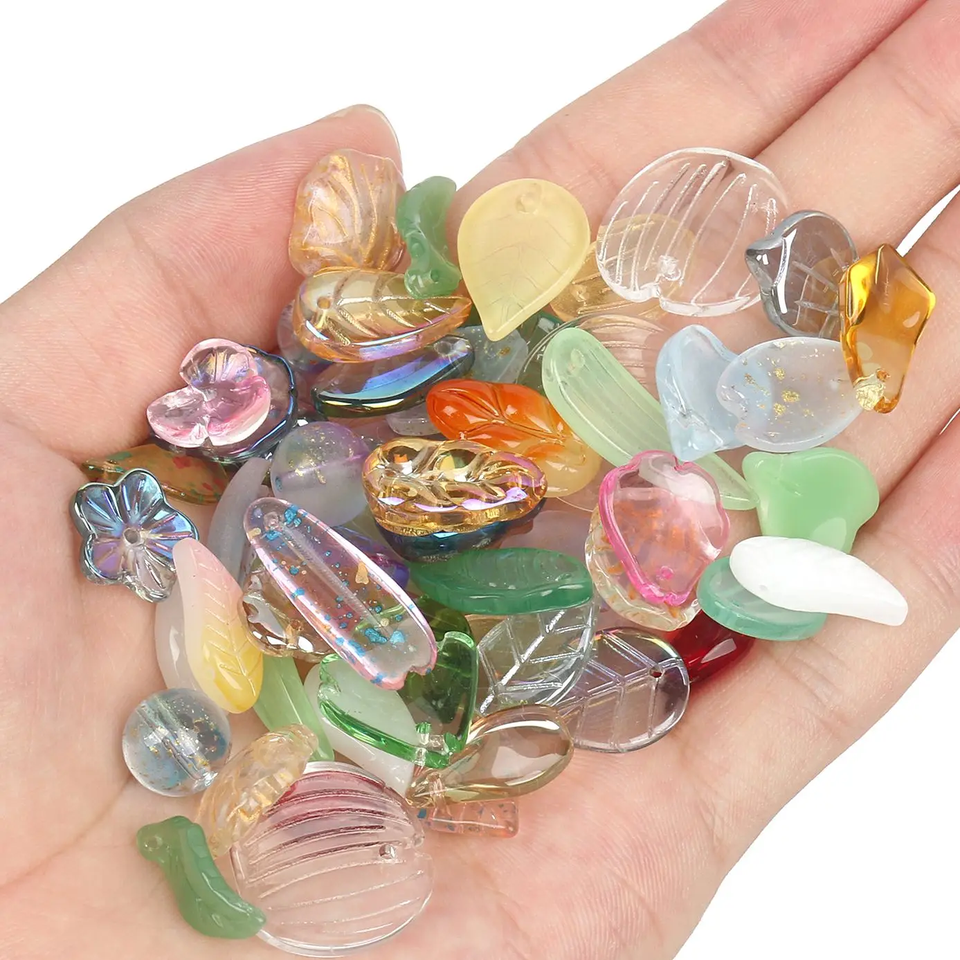 

21g/bag Mixed Shape Leaves Flower Beads Czech Glass Loose Spacer Beads for Jewelry Making Hairpin Handmade Diy Accessories