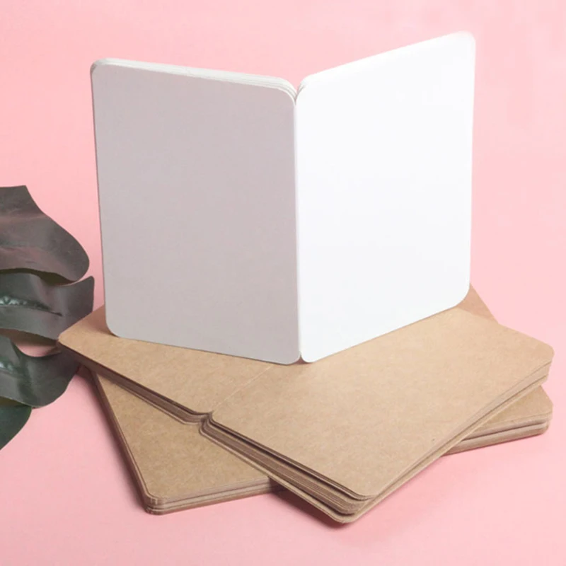 10 Pcs Kraft Paper Blank Greeting Cards Folding Multi-purpose Hard Paper Card Wedding Festival Envelope Card Invitation
