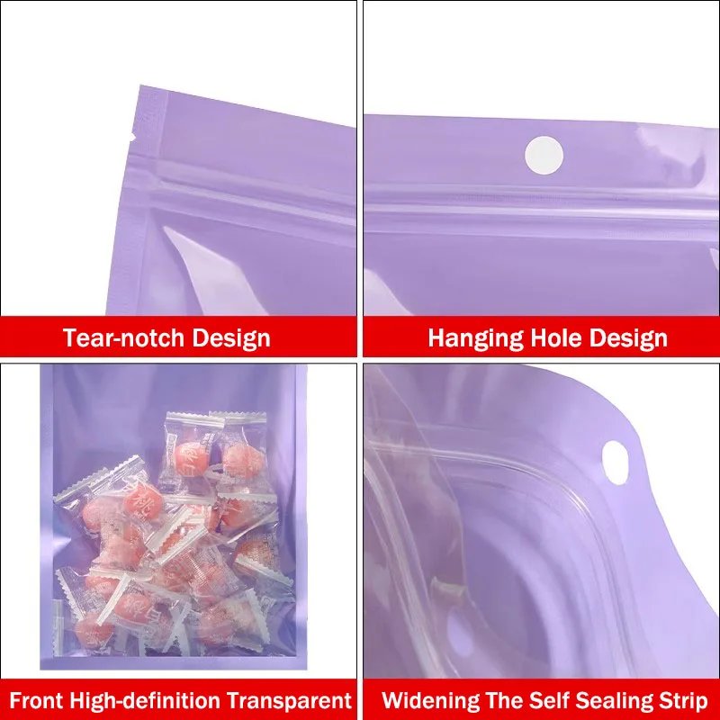 100 Stück Packung Bunte Perlglanz-Ziplock-Beutel, Wiederverschließbare Aufbewahrungsbeutel für Lebensmittel, Schmuck, Bastelmaterialien, Perlen – Detail 5