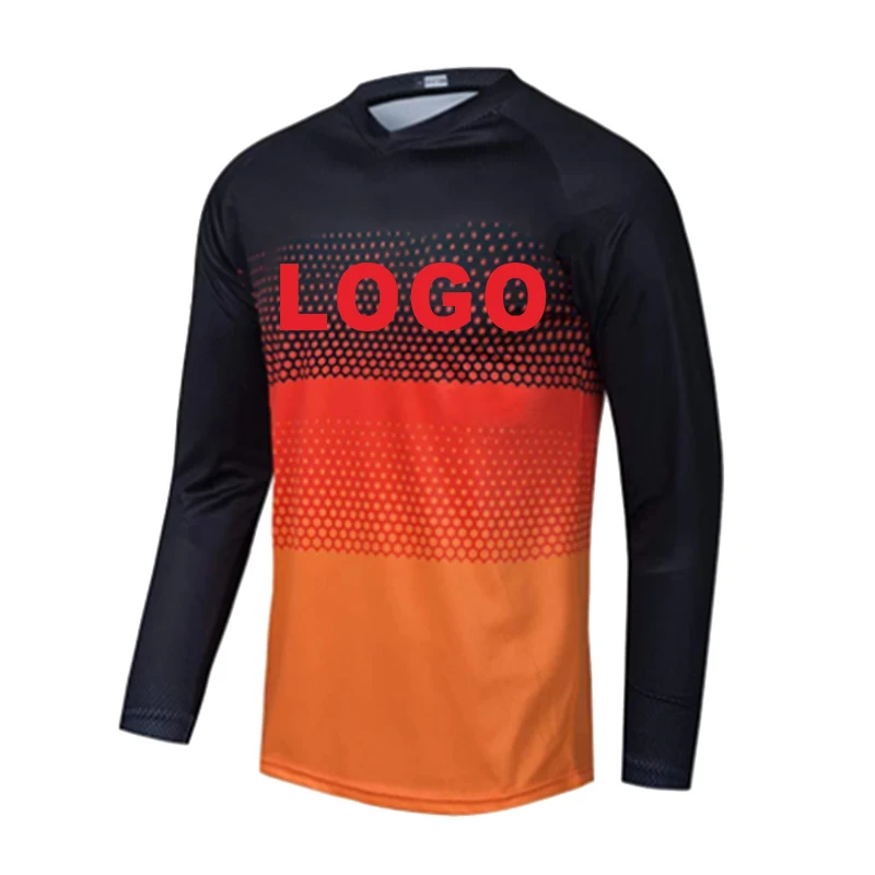 thumbnail image 1 of Maillot de descenso personalizado, camisetas de ciclismo de montaña, MTB, todoterreno, DH, ropa de carreras de motos, ropa deportiva de motocross, maillot de ciclismo, 1 of 4