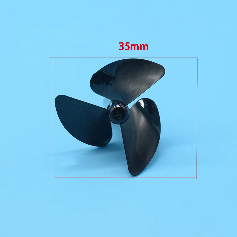 Hélice 3 pales 35mm pour bateau RC - Noir/Rouge, arbre 2.3mm
