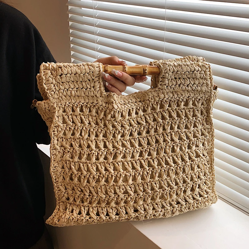 

High Quality Women Straw Handbags Large Capacity Ladies Shoulder Messenger Bags Casual Female Weave Travel Tote Beach Bag New