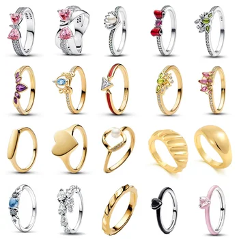 White Pearl Pink Bow 925 Sterling Silver Ring Rings For Women European Fashion Jewelry Accessories  Heart Gifts Wedding Patry 1