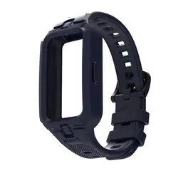 Silicone Sport Breathable Strap with Bumper Cover for Smart Watch Replacement Bracelet (Blue)