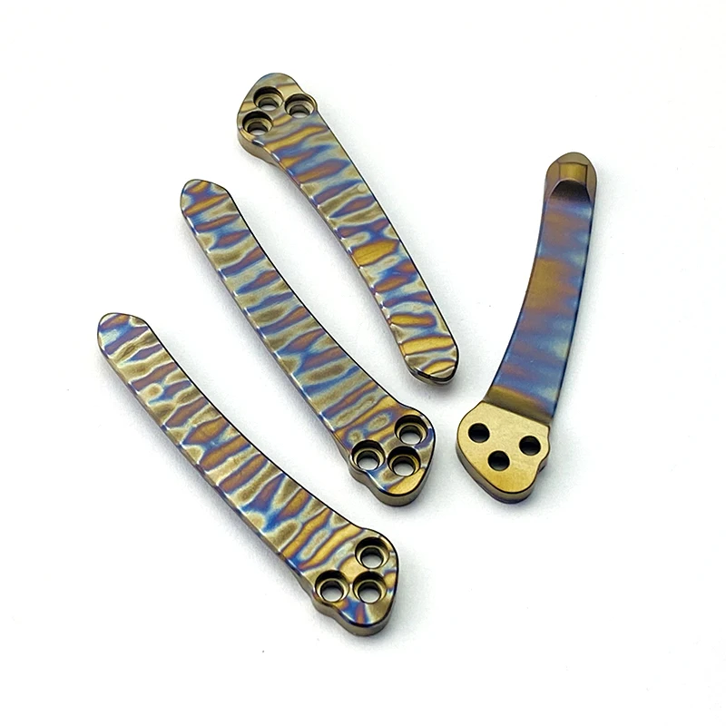 

1PC Titanium Alloy Pocket Back Clip with 3 Screw Anodized Tiger stripe Titanium Integrated Clip for para2 C81 Knife Accessories