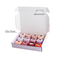 Rhapsody Pearl Cotton Embroidery Thread - Size #8, Egyptian Mercerized Cotton, 128 Vibrant Colors for Crochet and Cross Stitch Crafts (SET Lilac Rose)