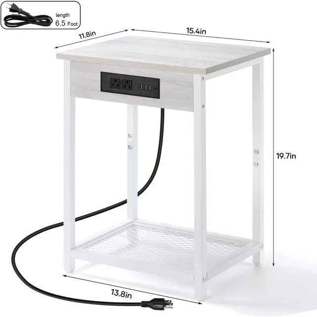 Modern 2-Tier Nightstand with USB 2