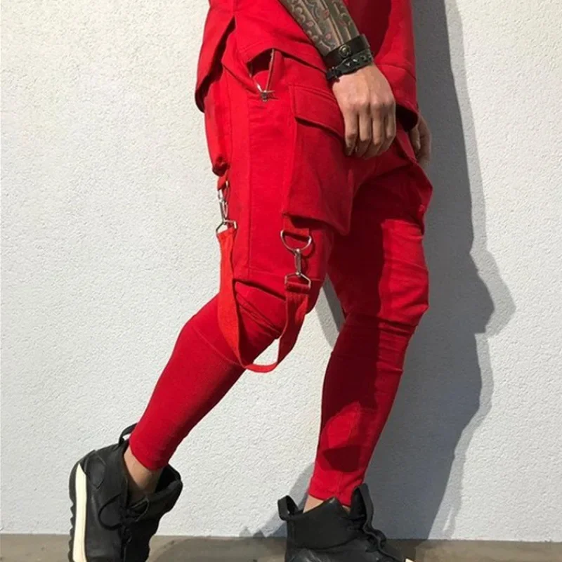 Men's Outdoor Fitness Long Pants Cotton Workwear with Big Pockets Breathable Loose Trousers for Autumn Winter Skateboarding