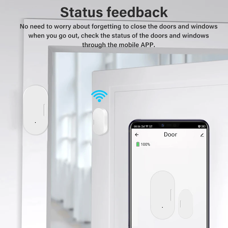 AUBESS Tuya Zigbee Smart Door Sensor Door Open Closed Detectors Smart Home Security Protect Alarm System Life APP Control
