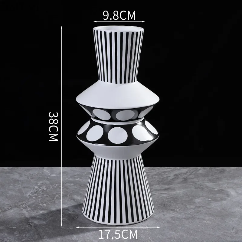 Simple Modern Black White Ceramic Vase Flower Arrangement Container Irregular Geometric Vase Living Room Countertop Decoration 6