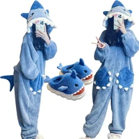 Cartoon Cute Shark Women's Hooded Sleepwear Kigurumi Unicorn Winter Cosplay Pijama jumpsuit Female Christmas Party Loungewear 1