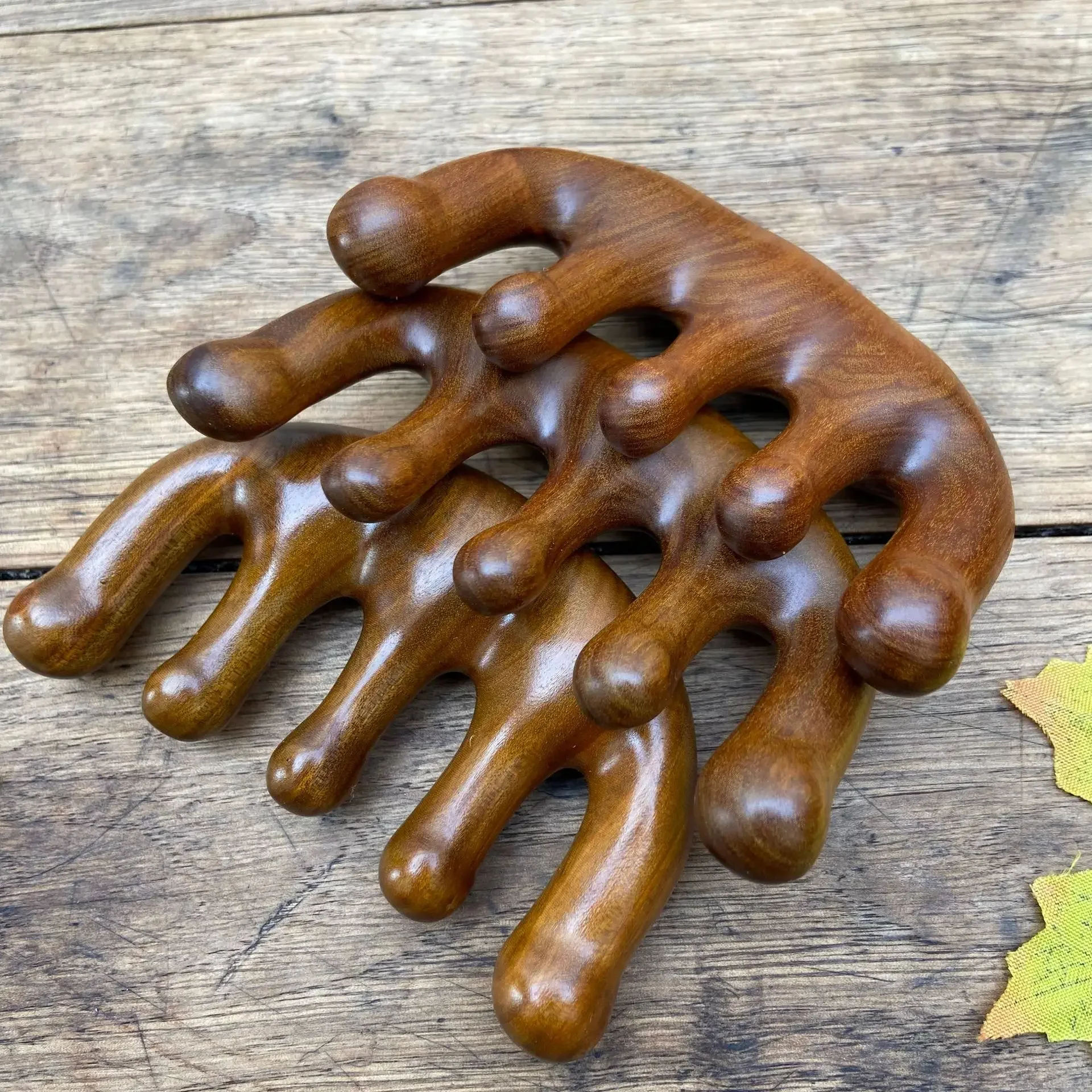 Sandalwood Five-finger Meridian Massage Anti-screw Comb Activity Gym Curly Hair Brush Gift Birth Health Care Tools for Women