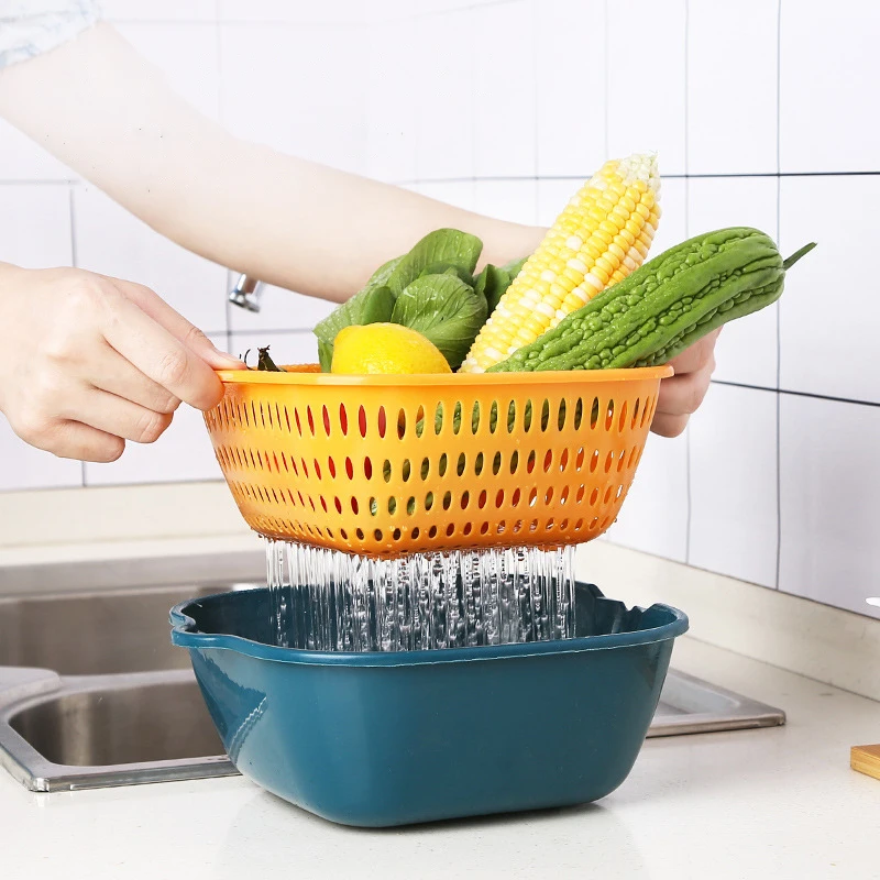 Fruits Vegetables Wash Drain Basket Cleaning Basin Easy To Place Safe