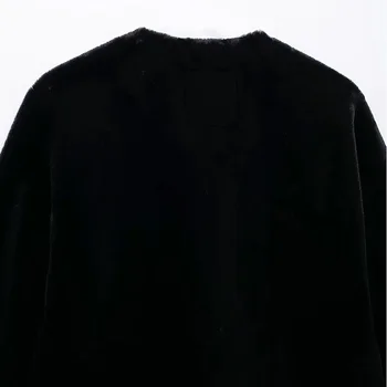 معطف فرو صناعي قصير من HXAO للنساء للخريف بأكمام طويلة سترة سوداء قطيفة ملابس خارجية معاطف نسائية شتوية دافئة فروي سترات 6