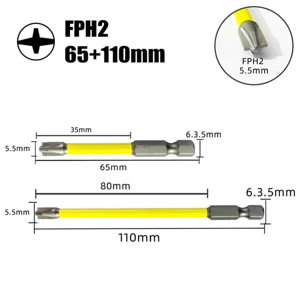 Magnetic Screwdriver Bit Set Screwdriver Bit Magnetic Screwdriver Bits Special Cross Nutdrivers FPH2 1/2pcs 65mm 110mm For Socket Switch Electrician Power Tool