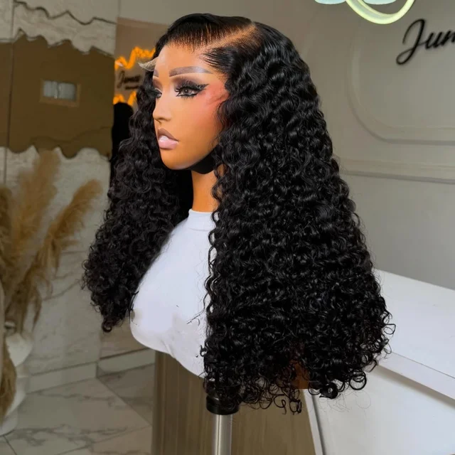 Perruques Lace Front 13x4 200% de densité, 40 pouces, en cheveux humains bouclés, avec dentelle HD transparente 13x4, en cheveux humains vierges brésiliens pré-épilés 1