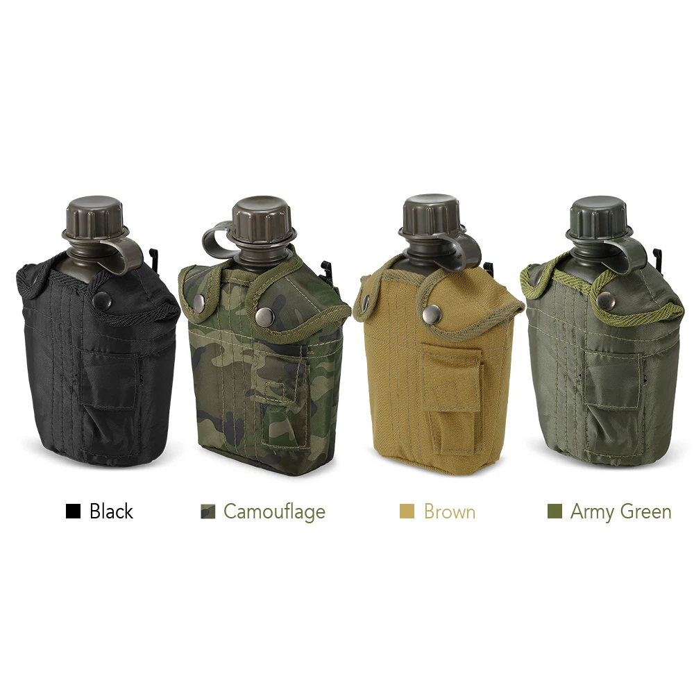 Sports water bottle Portable water bottle 1L Outdoor Military Canteen Bottle Camping Hiking Backpacking Survival Water Bottle Kettle with Cover