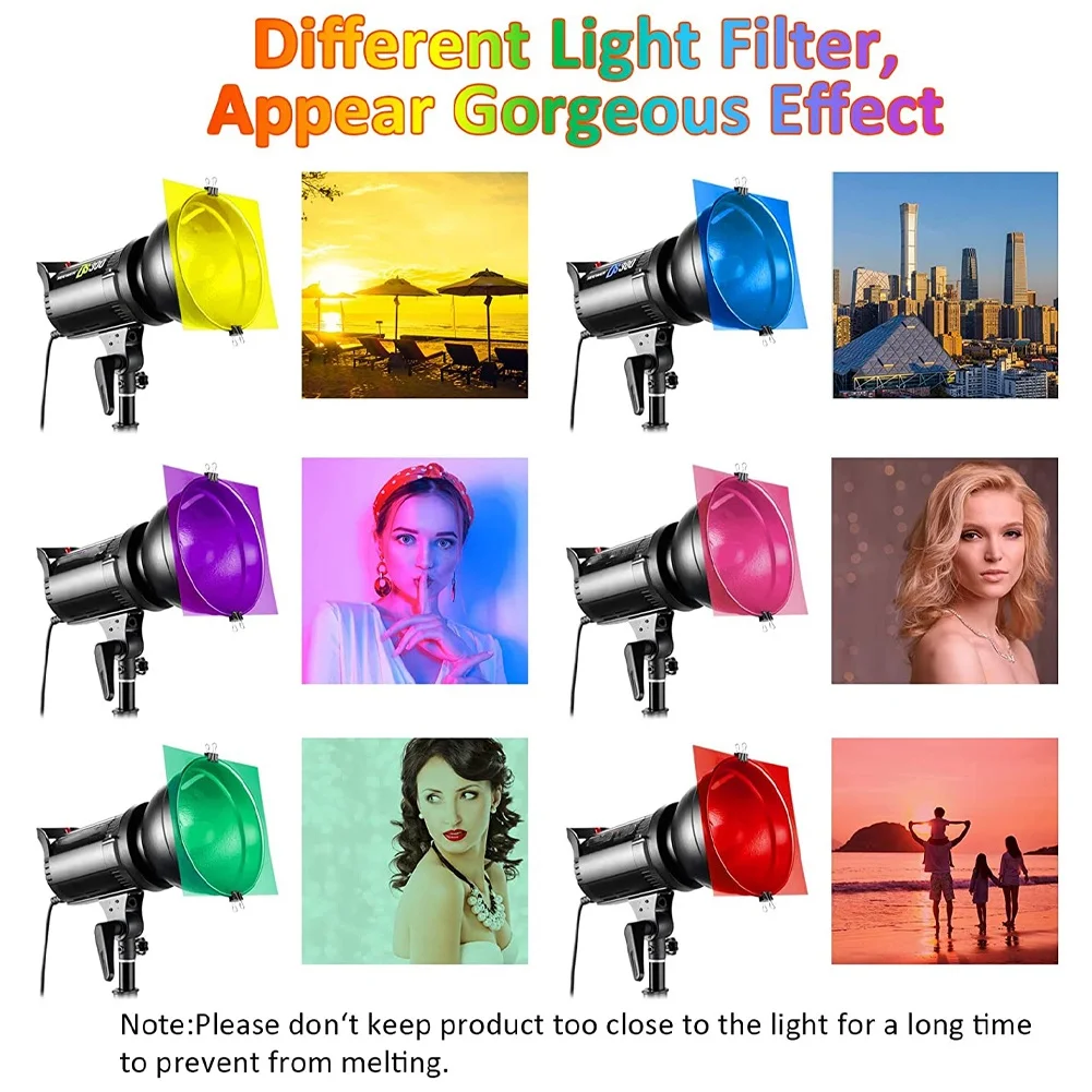 Pack of 6 Colour Films Gel, Transparent Coloured Film, Heat Resistant for Lamps, Coloured Filter (30 x 21 cm) 5